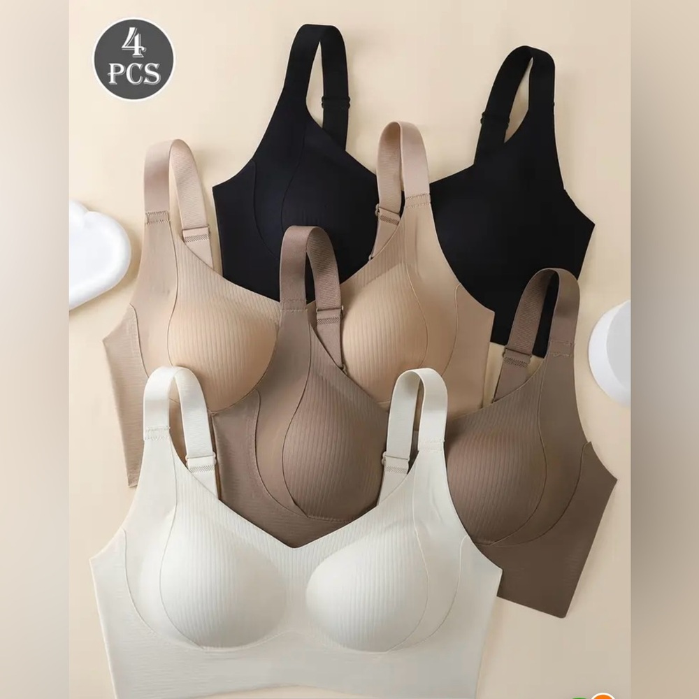 SEAMLESS RIBBED COMFORT BRAS 4PK XXL